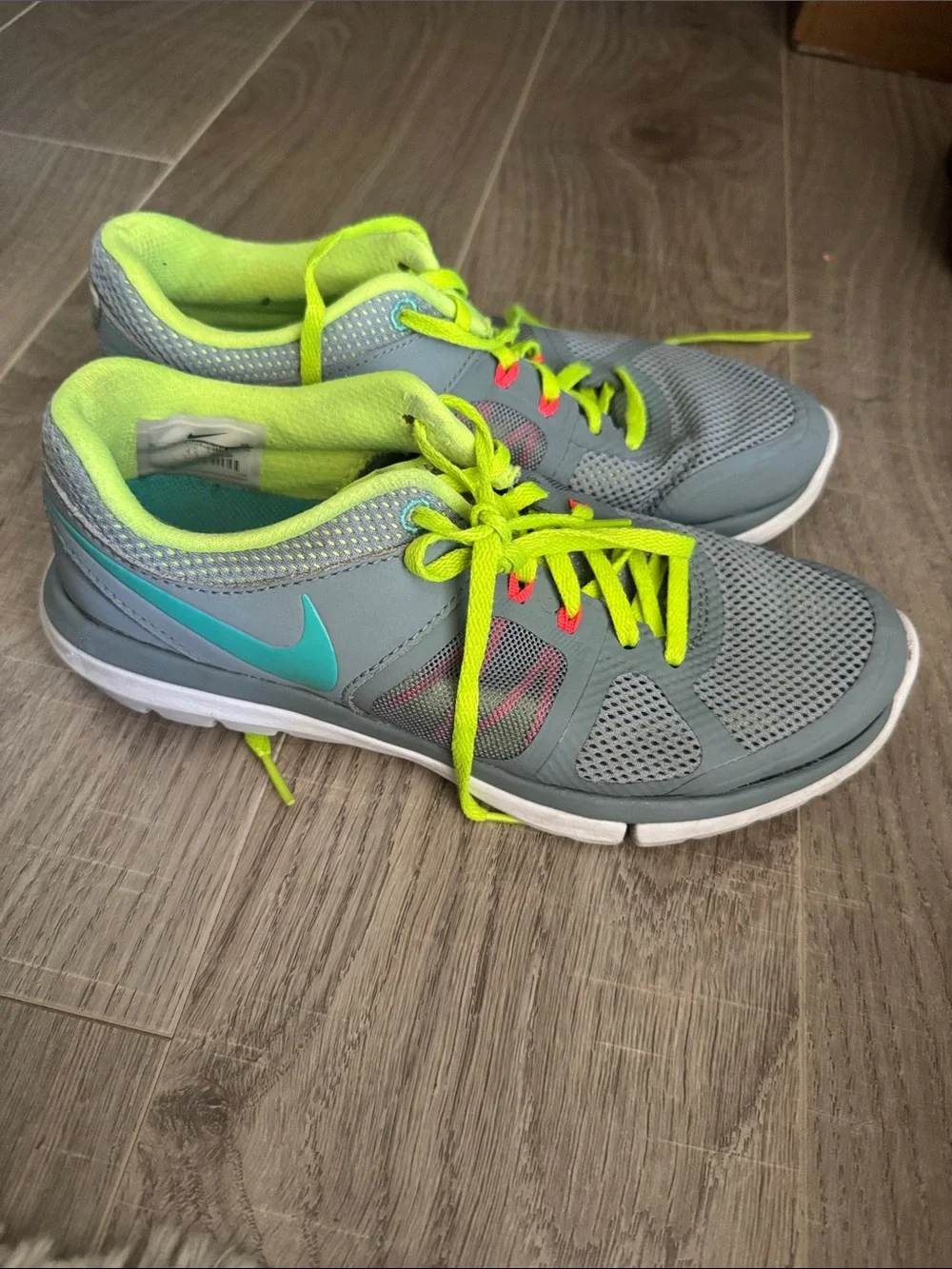 Nike Gray & Teal Athletic Sneakers with Neon Yellow Accents